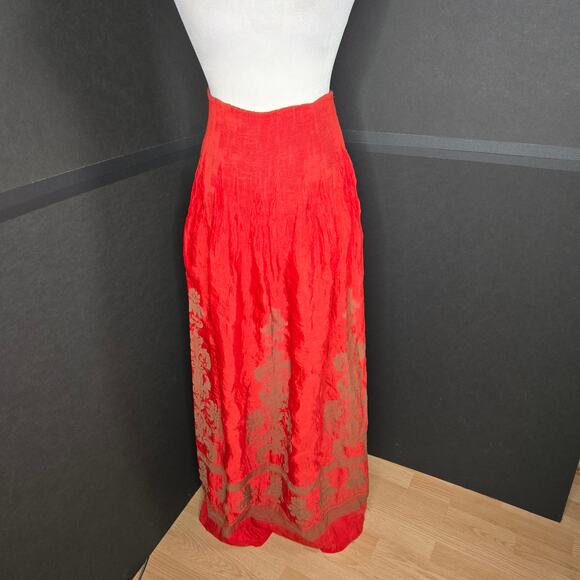 Lapis Anthropologie EUC Tube Dress Damask Pattern Maxi gown Strapless OS red - Picture 6 of 17